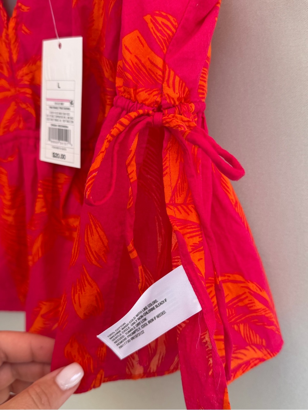 a new day Pink & Orange Tropical Tie-Shoulder V-Neck Peplum Camisole - Picture 10 of 12